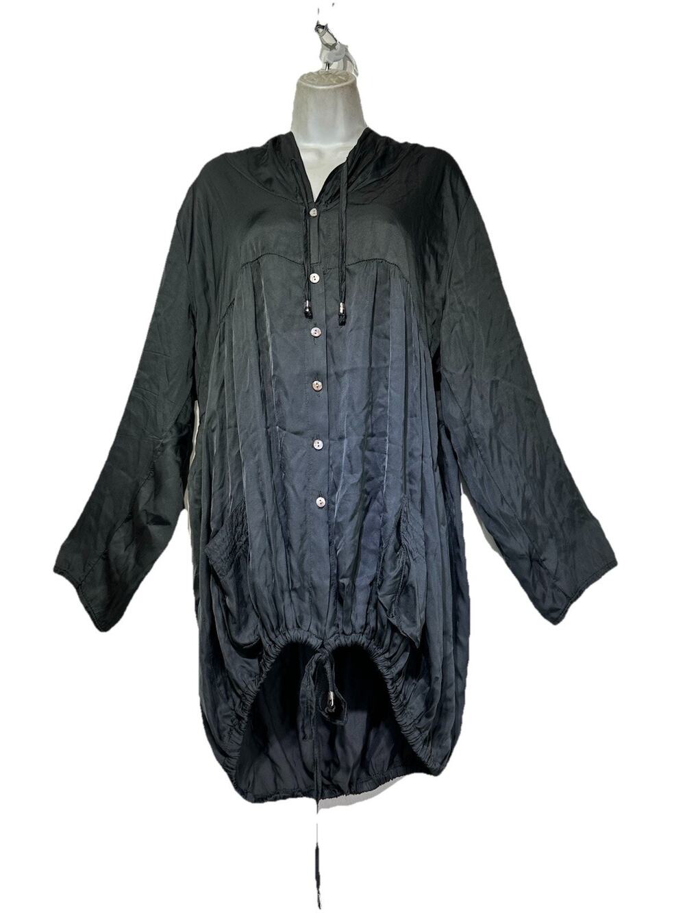 gigi moda made in italy hooded Button Up Drawstring jacket OS